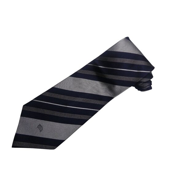 Vintage Burberrys Men's Blue Gray 100%‎ Silk Repp Tie - Picture 2 of 6